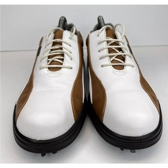 Ecco Womens Classic Leather Gore-Tex Golf Soft Spikes Shoes White/Brown 40/9-9.5 - Picture 3 of 15